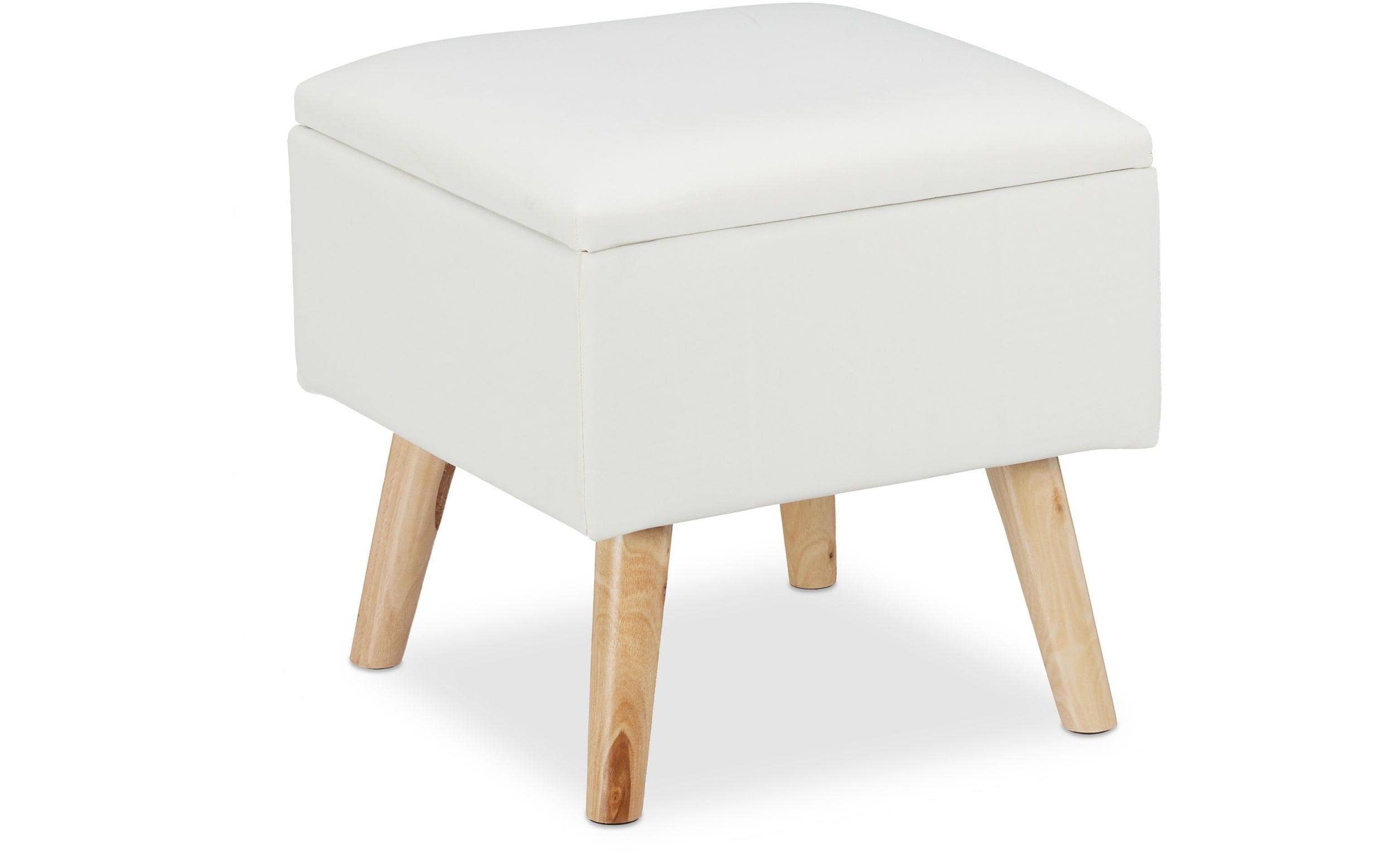 relaxdays Sitzhocker Kunstleder Weiss Tragekraft: 120kg, 40 x 40 x 40 cm