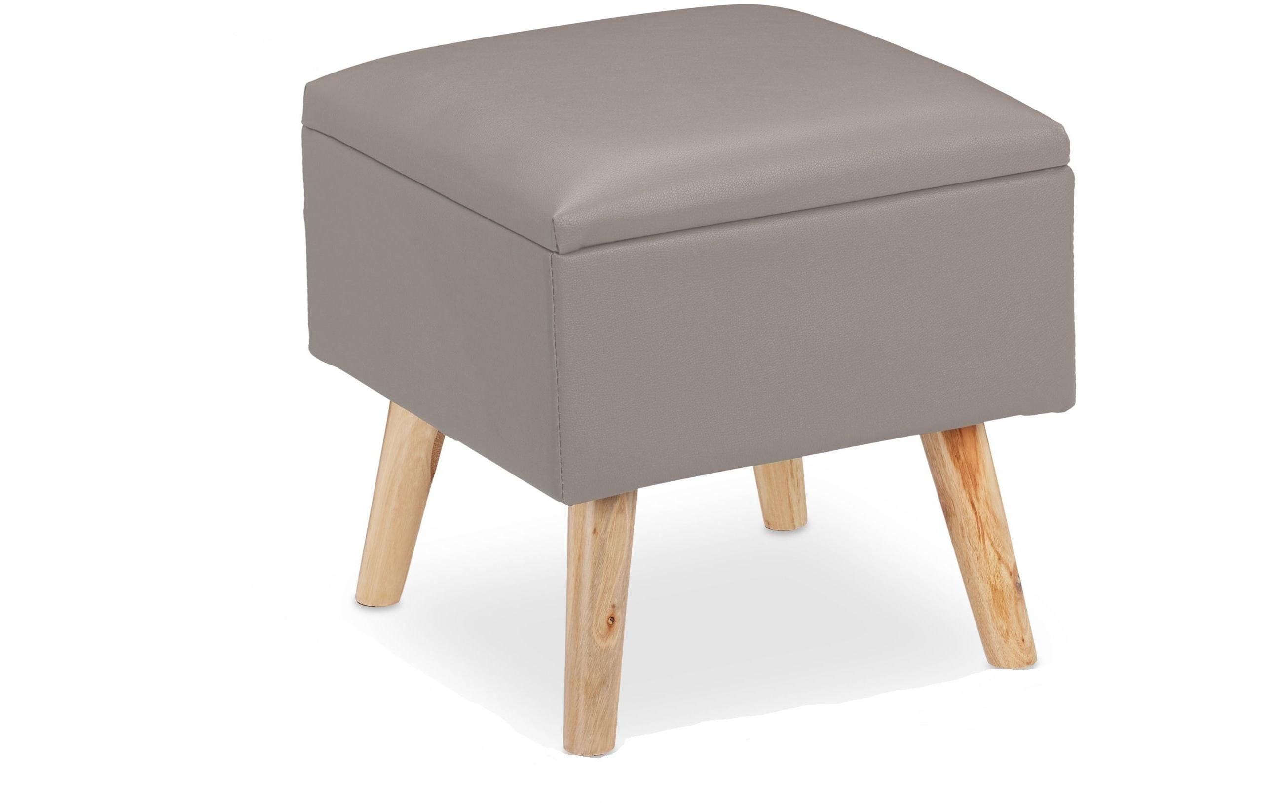 relaxdays Sitzhocker Kunstleder Hellgrau Tragekraft: 120kg, 40 x 40 x 40 cm