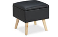 relaxdays Sitzhocker Kunstleder Schwarz Tragekraft: 120kg, 40 x 40 x 40 cm