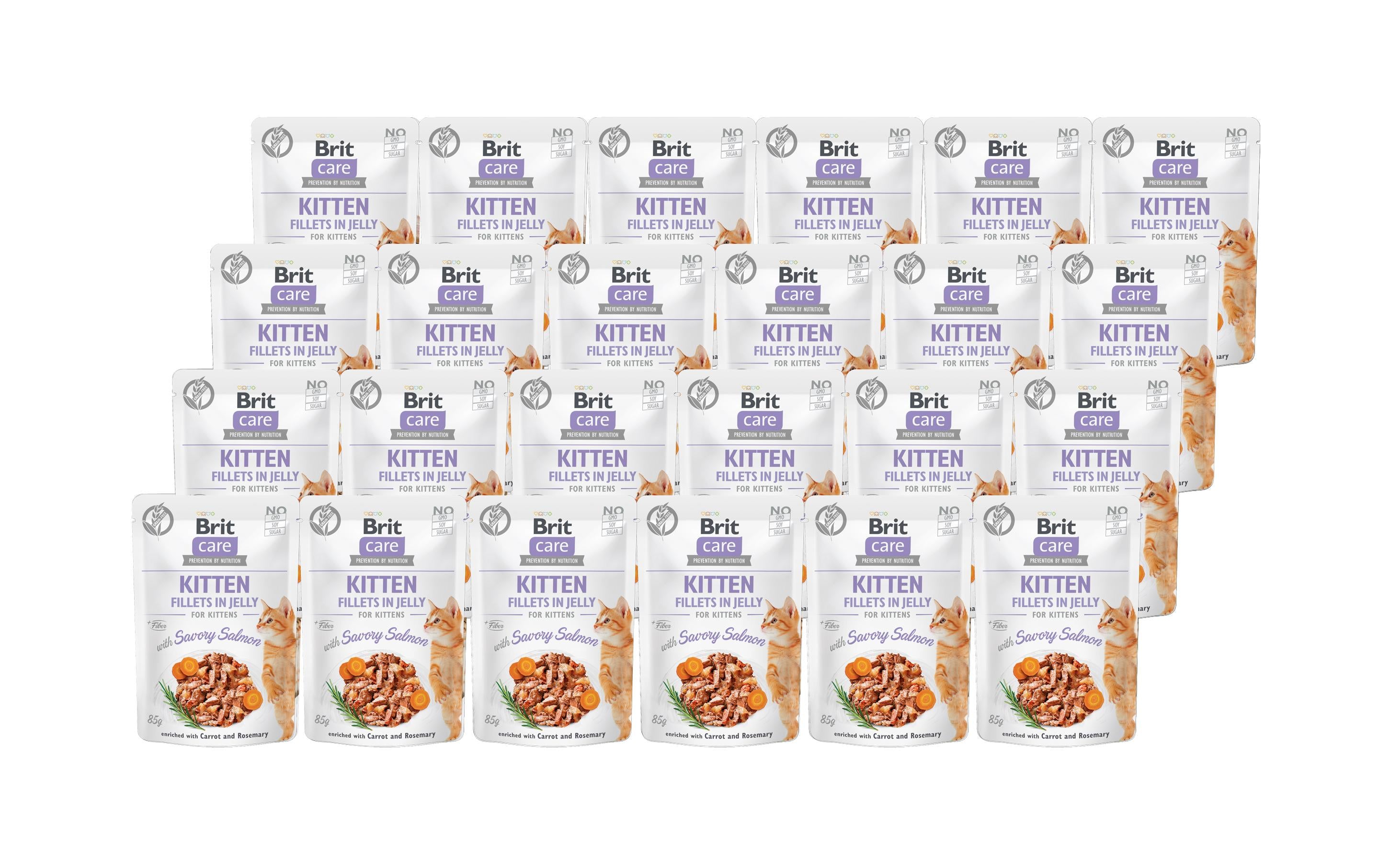 Brit Care Cat Fillets Gelée Kitten Kit Lachs, 24x85g
