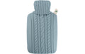 Frosch Wärmflasche PVC Strickbezug pastellblau, 1.8 l