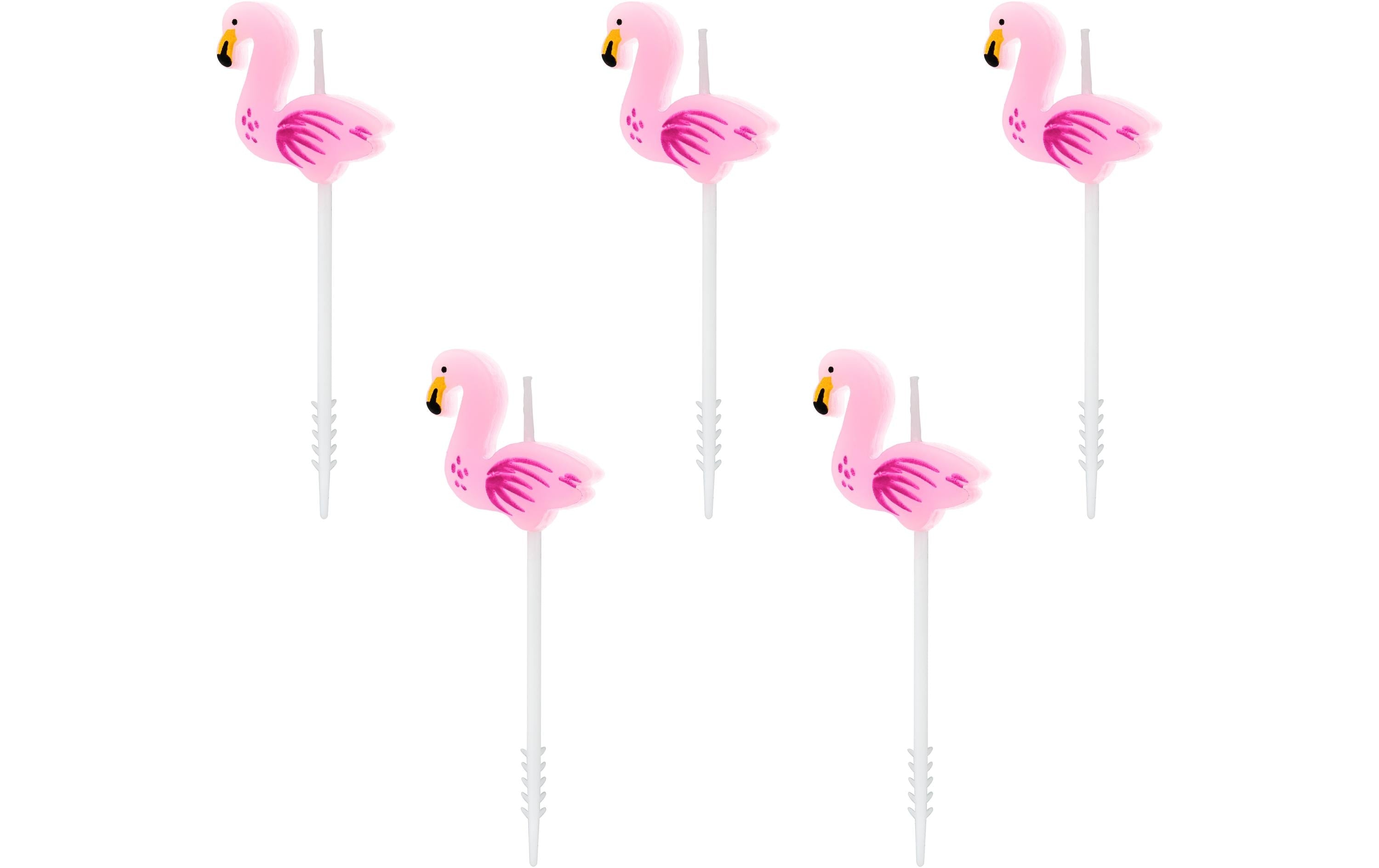 Partydeco Geburtstagskerzen Flamingos rosa, 3cm, 5 Stück