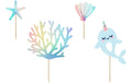 Partydeco Caketopper Narwal 10-15.5cm, 4 Stück