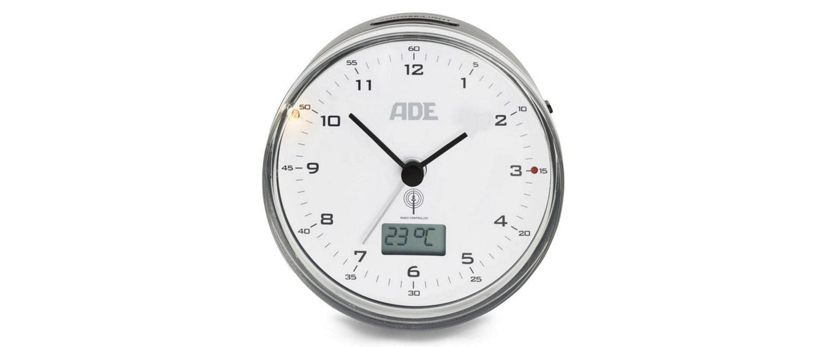 ADE Klassischer Funkwecker CK2022, Schwarz 8.1x4 cm, etxkl.1x AAA Batterien