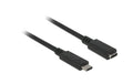 Delock USB3.1 Kabel Gen2 USB-C Verlängerung 0.5m, 5Gbps, 3Ampere, schwarz