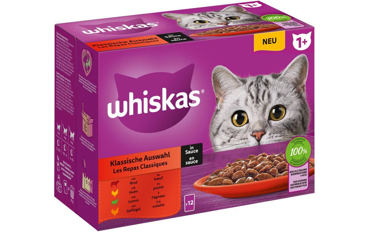 WHISKAS Klassische Auswahl in Sauce 1+ 12x85g