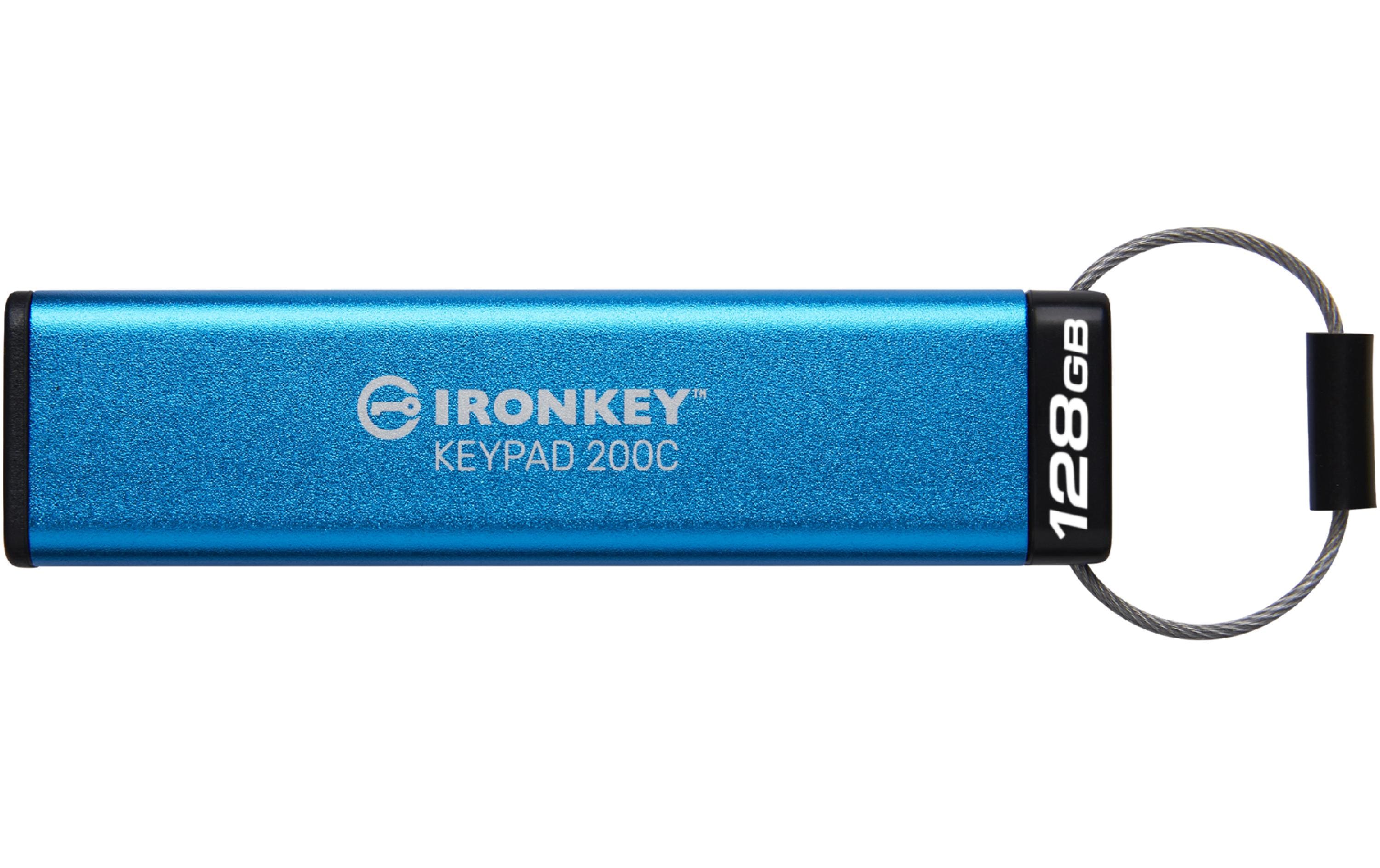 Kingston IronKey Keypad 200, 128GB USB3.2(Typ-C),256bit-AES,FIPS 140-3,Level 3