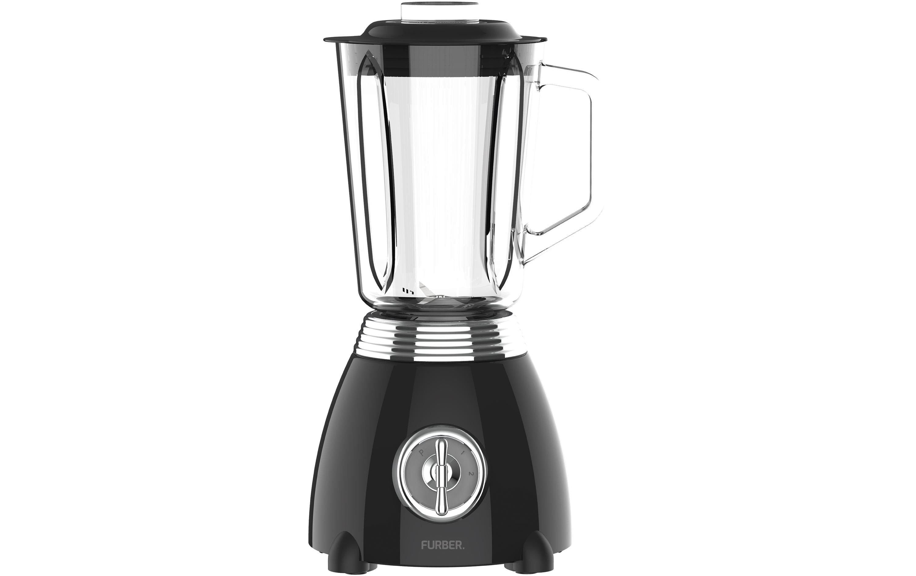 FURBER Retro Standmixer Schwarz 1.5L, Glaskrug, 500W, Schwarz/Silber