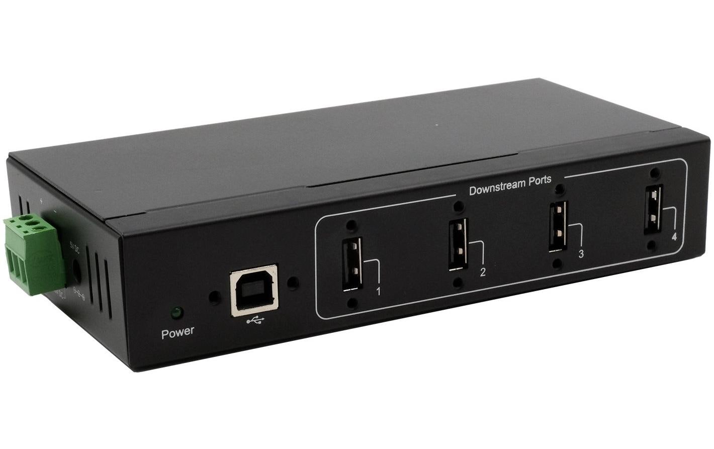 EXSYS EX-11214HMVS,4-Port USB2.0 Metall HUB und DIN-Rail Montage, 15KV ESD Schutz
