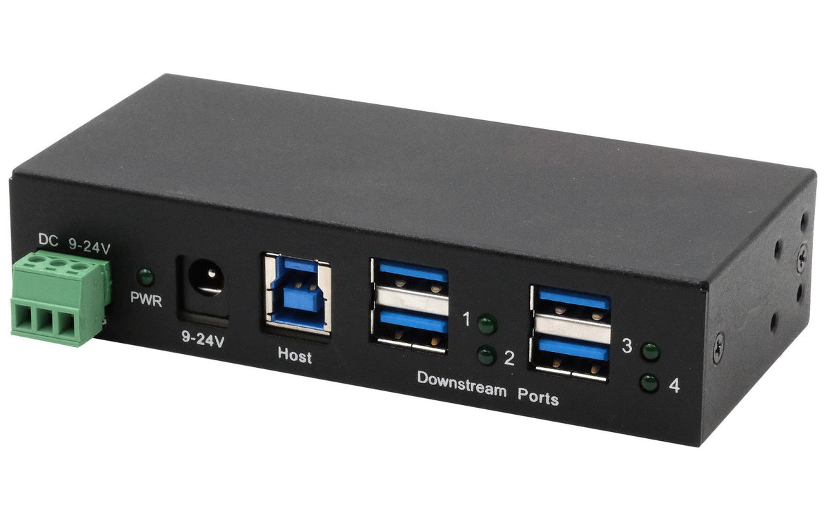 EXSYS EX-11244HMS, 4-Ports USB3.2gen1 HUB 15KV ESD Schutz für Wand + DIN-Rail Montage