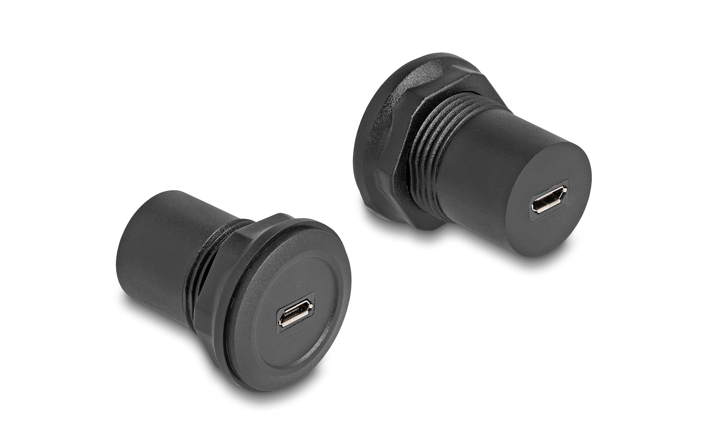 Delock USB2.0 Micro-B zu Micro-B Einbaubuchse, schwarz
