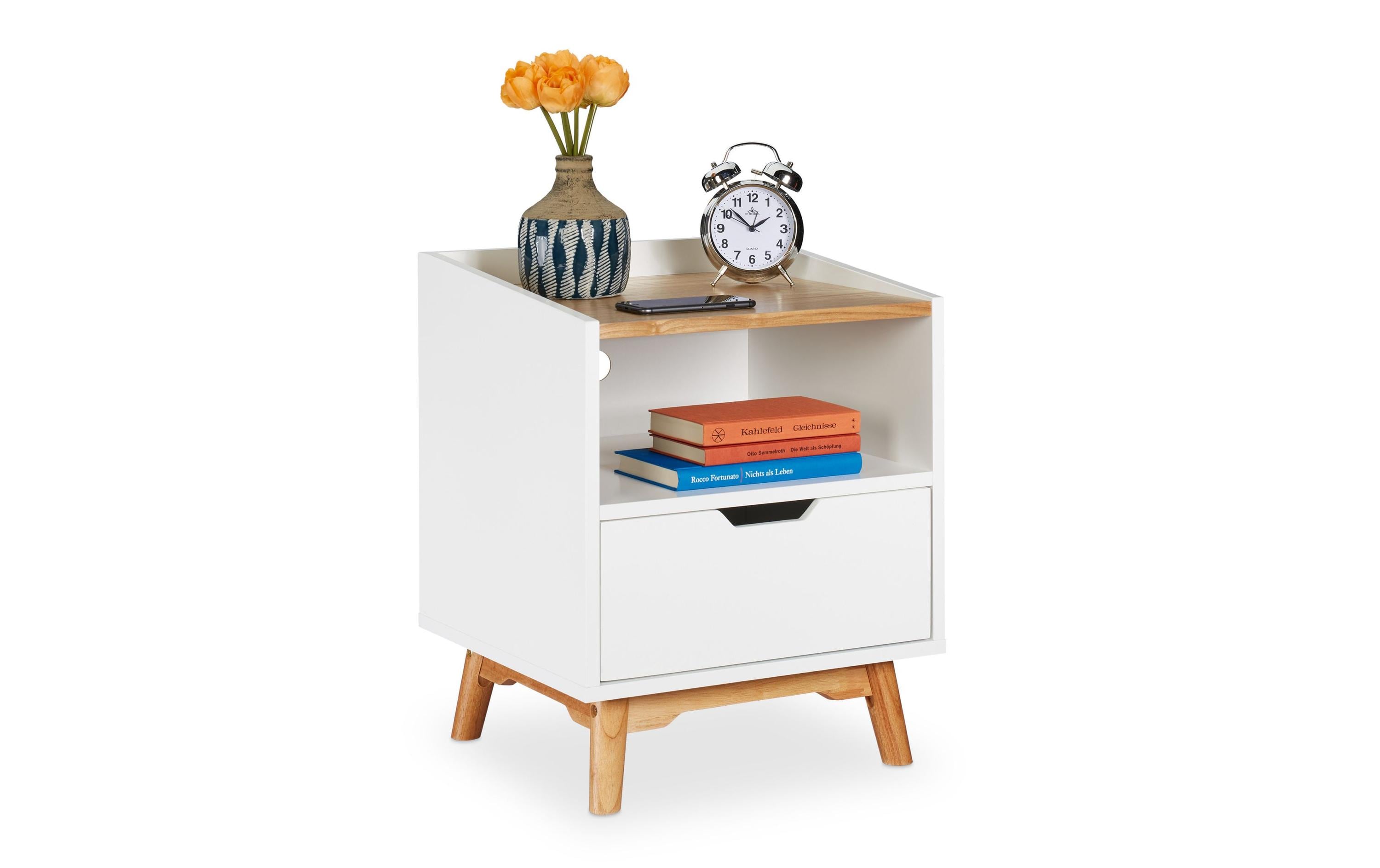 relaxdays Nachttisch mit 1 Schublade MDF, 50 x 43 x 40 cm (HxBxT)