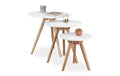 relaxdays Beistelltisch 3er Set MDF/Wallnuss, Braun/Weiss