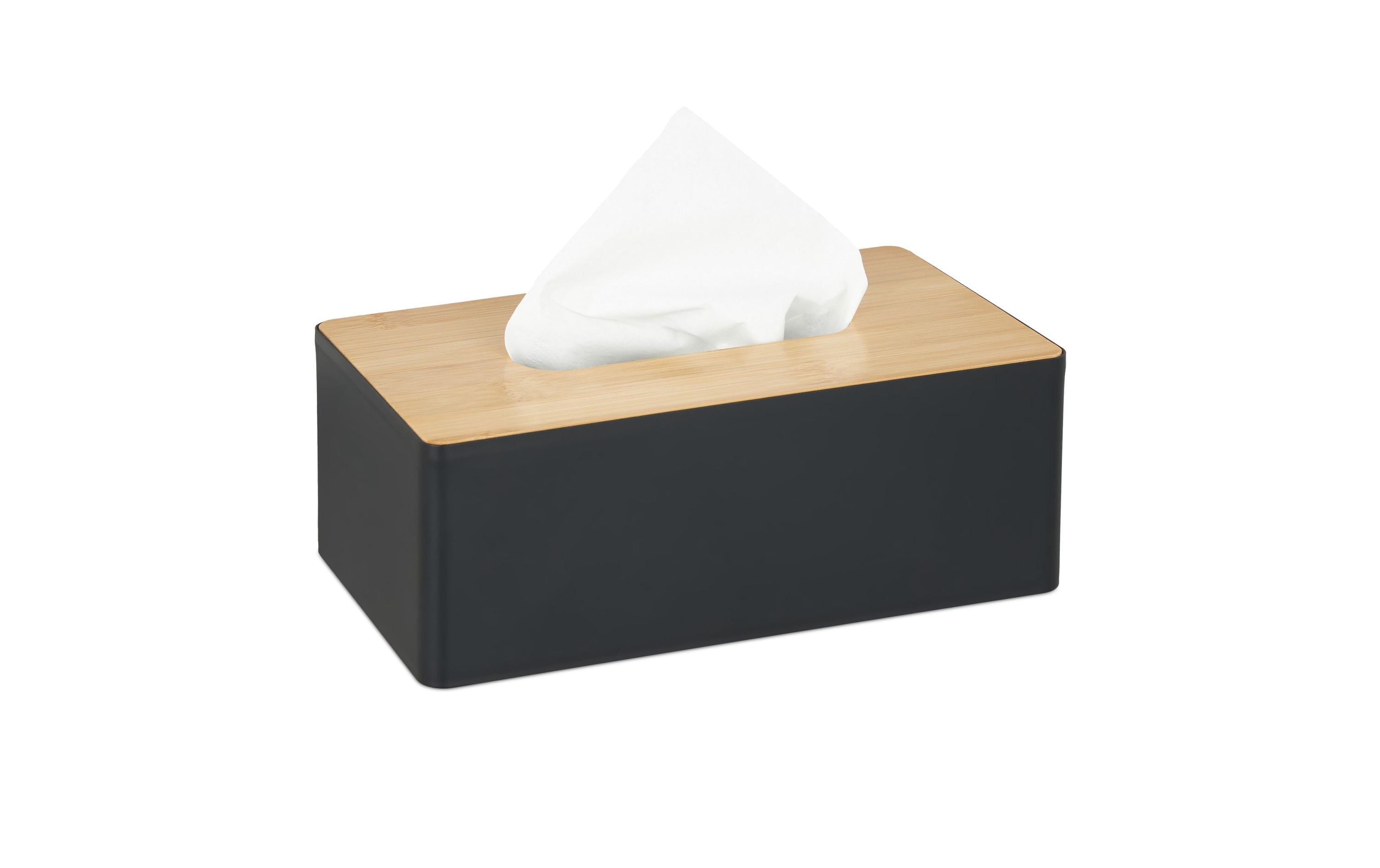 relaxdays Kosmetiktuchbox Bambus PP/Bambus, Schwarz
