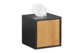 relaxdays Kosmetiktuchbox Quadratisch Bambus, Schwarz