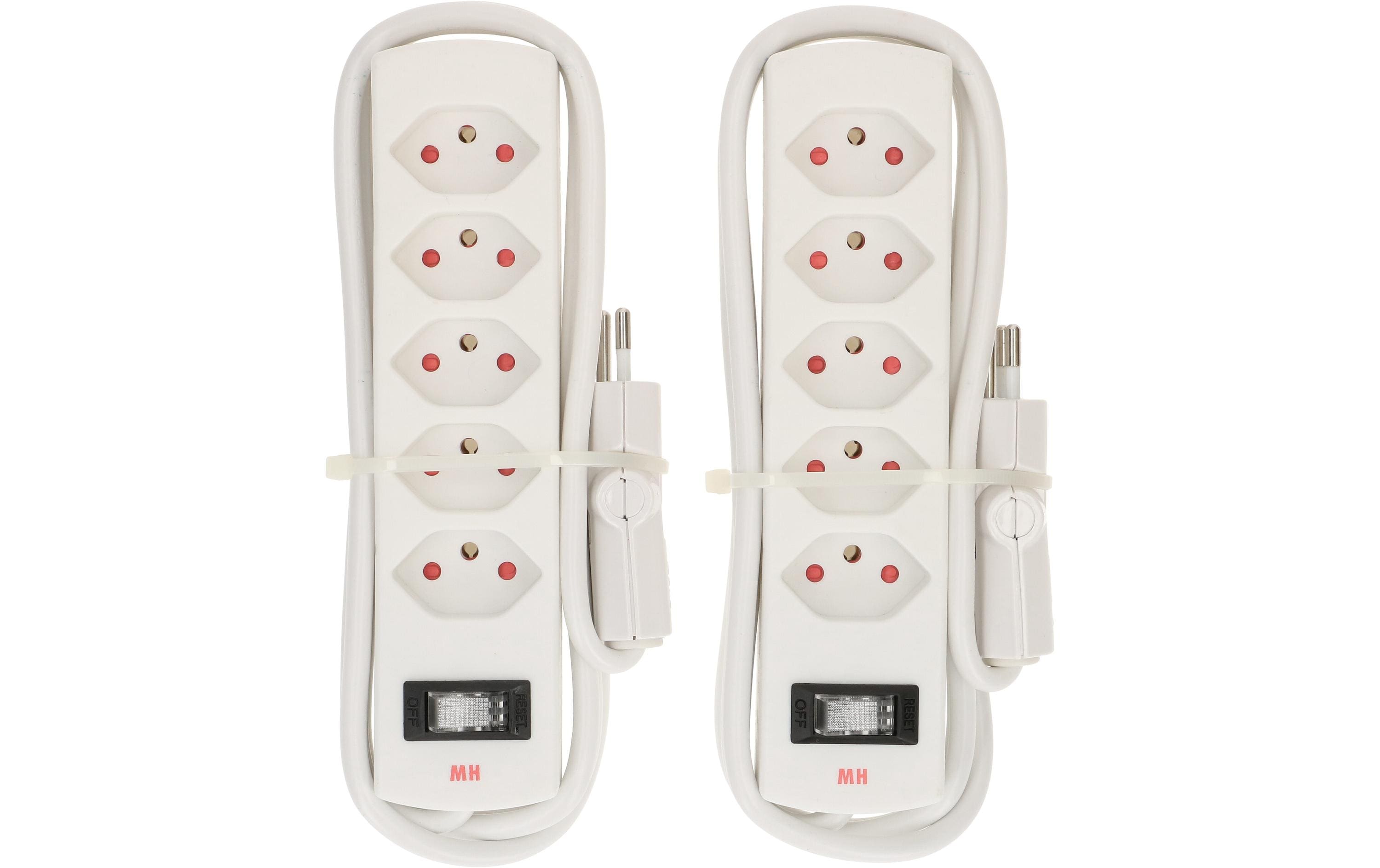 Max Hauri Doppelpack Steckdosenleiste Safety Line, 5xT13, weiss