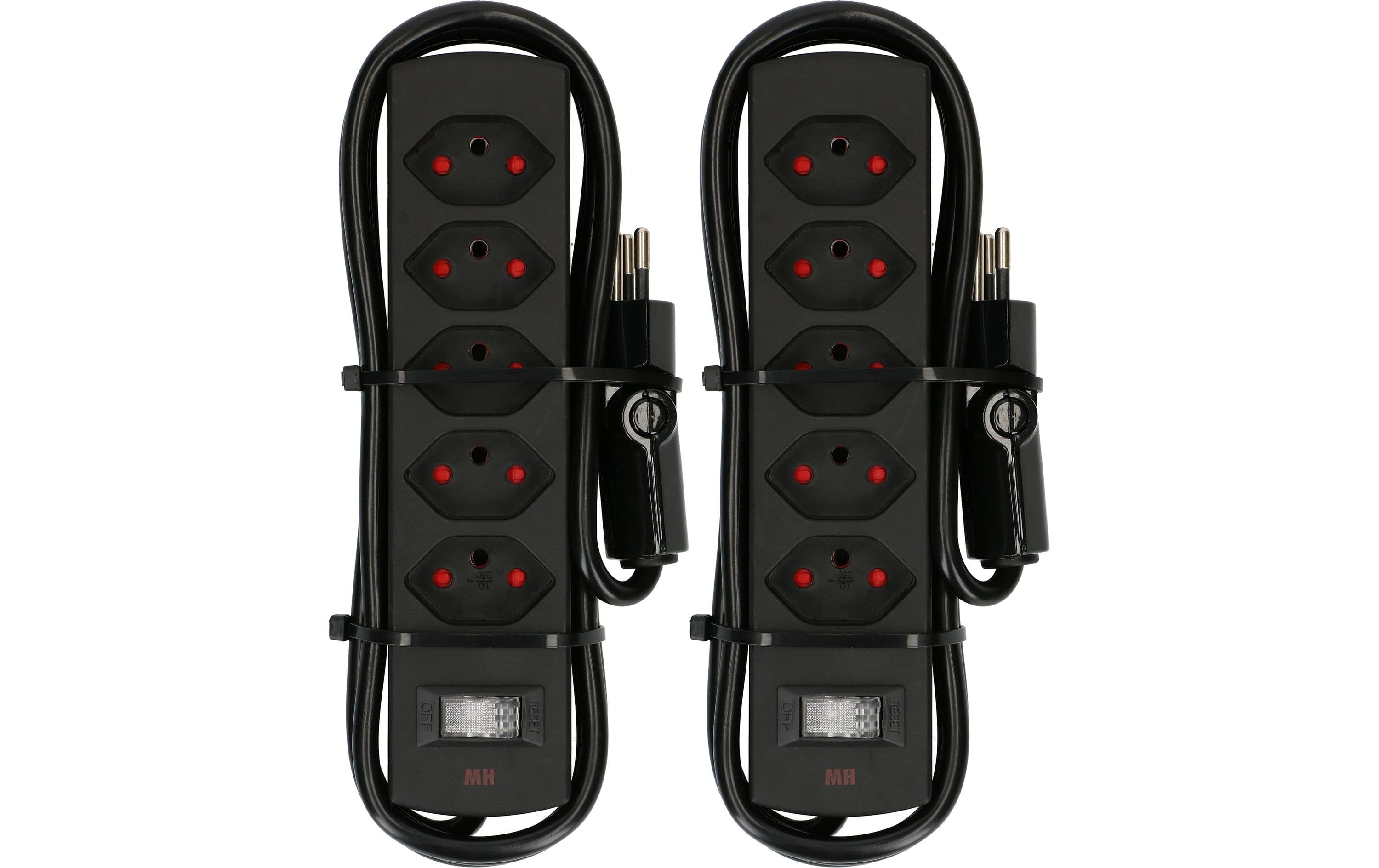 Max Hauri Doppelpack Steckdosenleiste Safety Line, 5xT13, schwarz