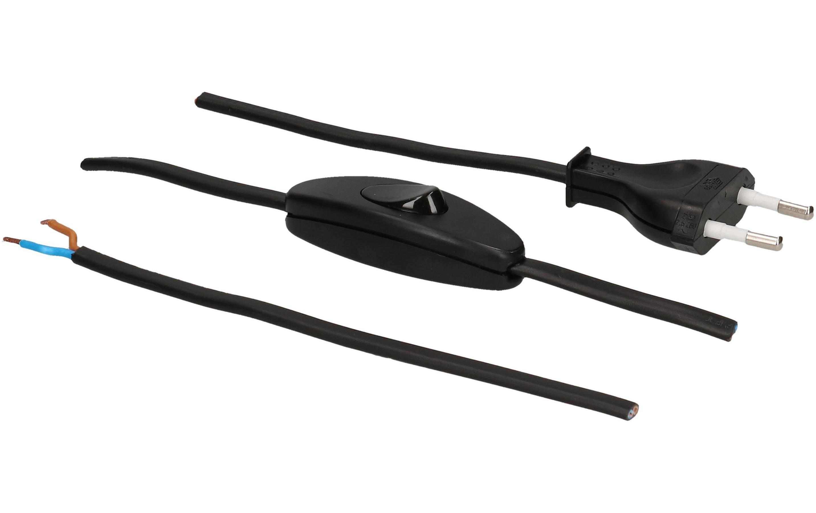 Max Hauri TDLF-Netzkabel T26 Schalter H03VVH2-F,2X0.75, 2m, schwarz