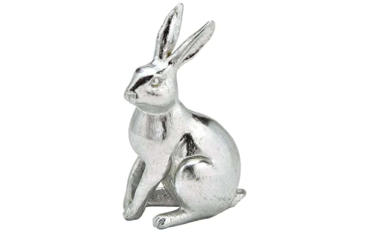 G. Wurm Dekofigur Hase 12cm Silber Polyresin, 8x12x6cm