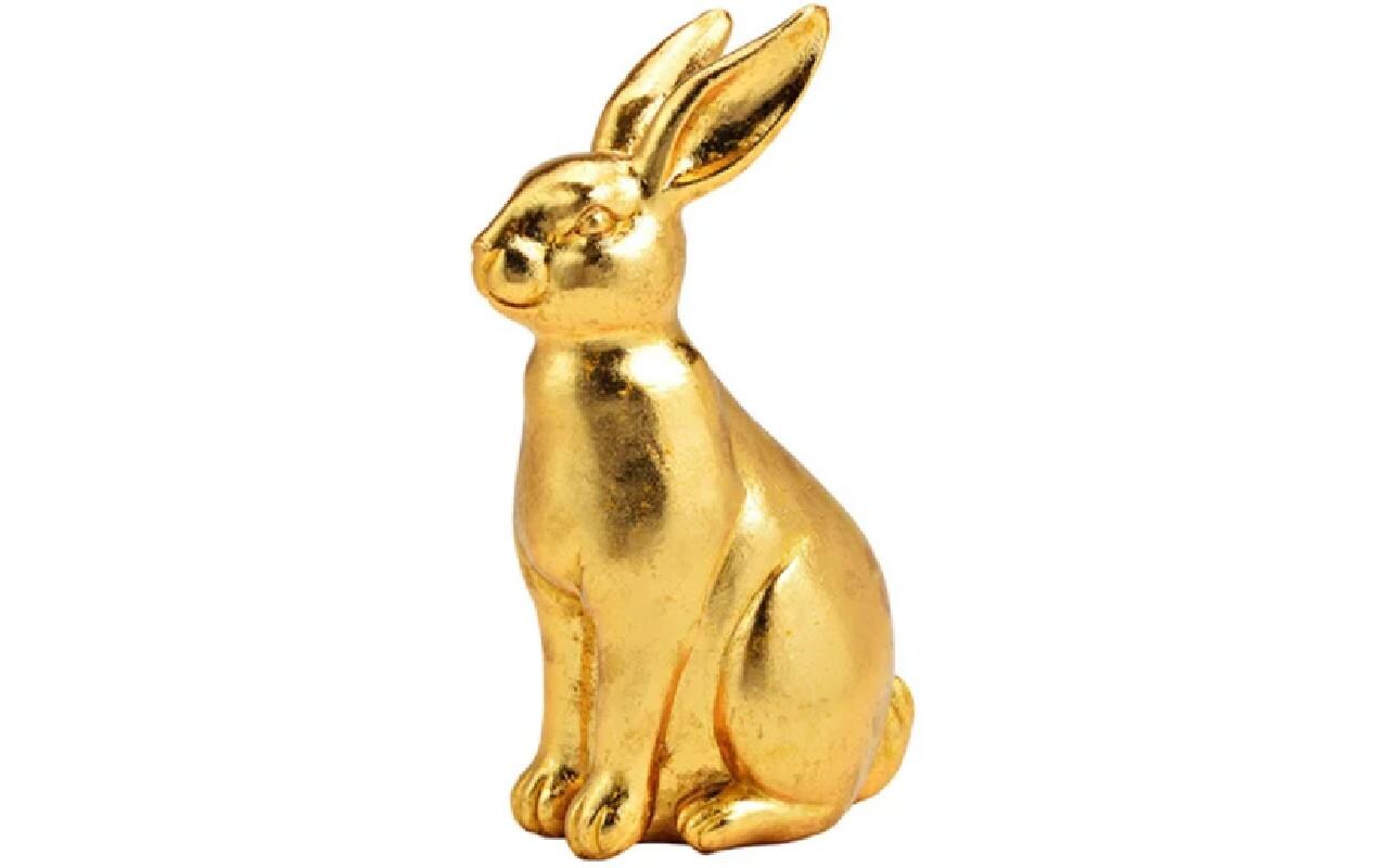G. Wurm Dekofigur Hase 22cm Gold Polyresin, 13x22x9cm