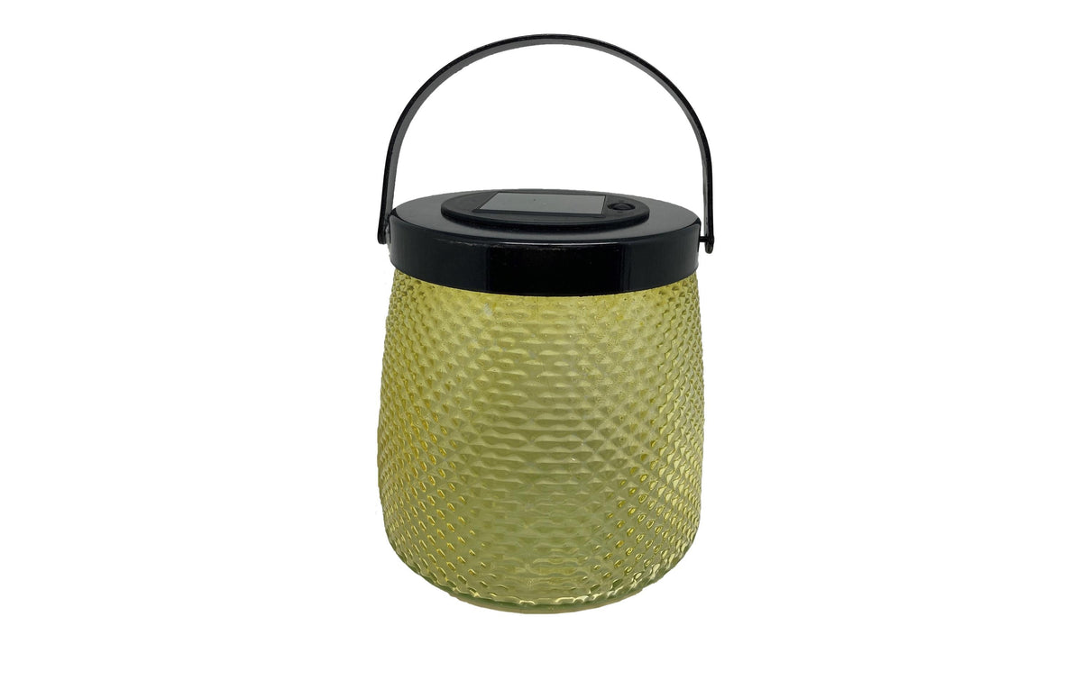 Dameco LED Solar Windlicht gelb 1 LED warmweiss, 14x14x15.2 cm
