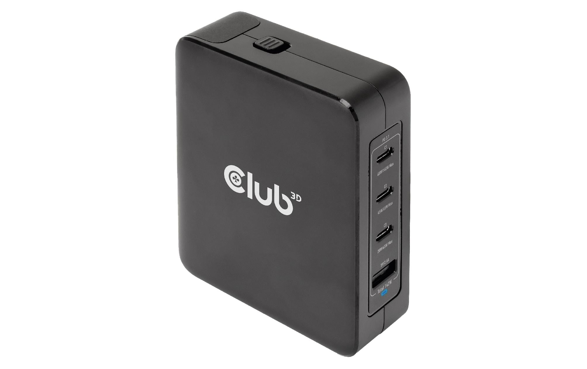Club 3D, Ladegerät 140W GaN-Technologie 1x USB Typ A, 3x USB Typ C, PD