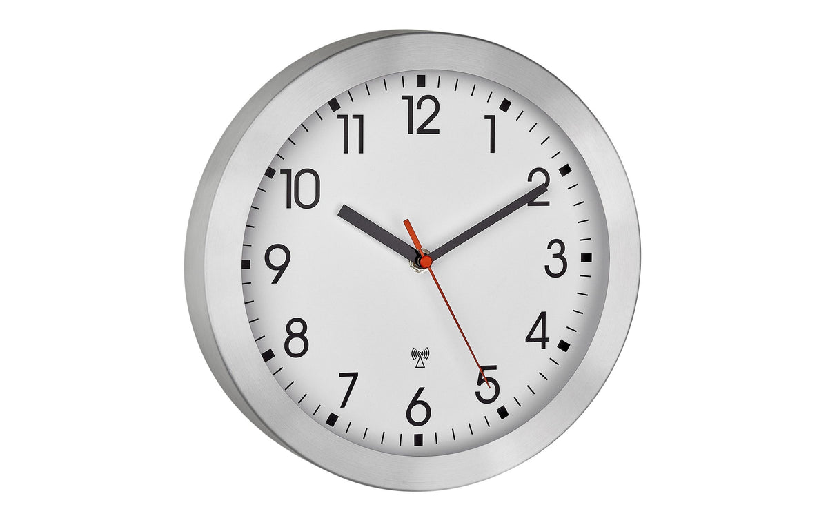 TFA Analoge Funk-Wanduhr Metall ohne Batterie