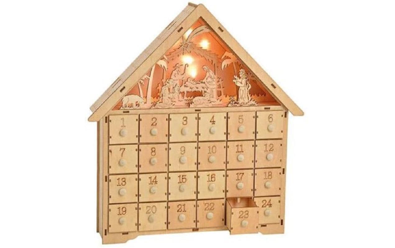 G. Wurm Adventskalender Krippe mit Beleuchtung Exkl. 2x AA
