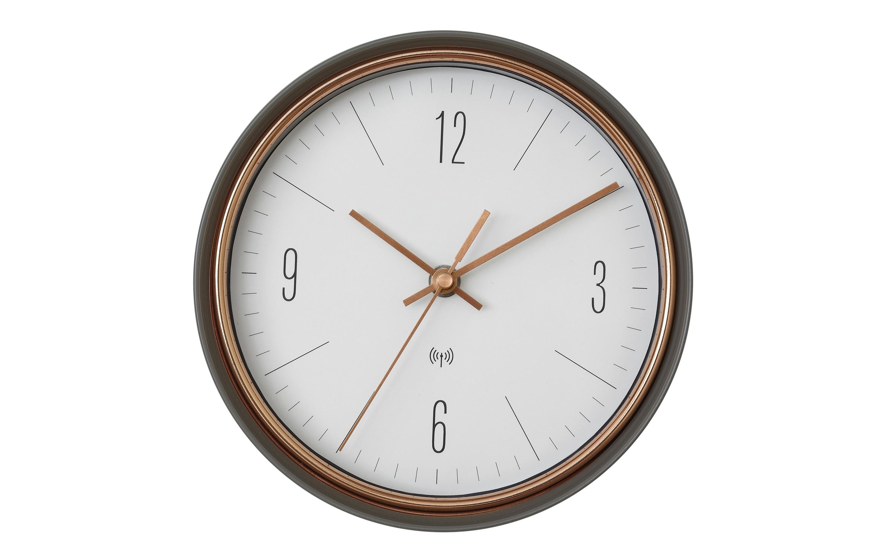 TFA Funk-Wanduhr Schwarz/Kupfer ohne Batterie