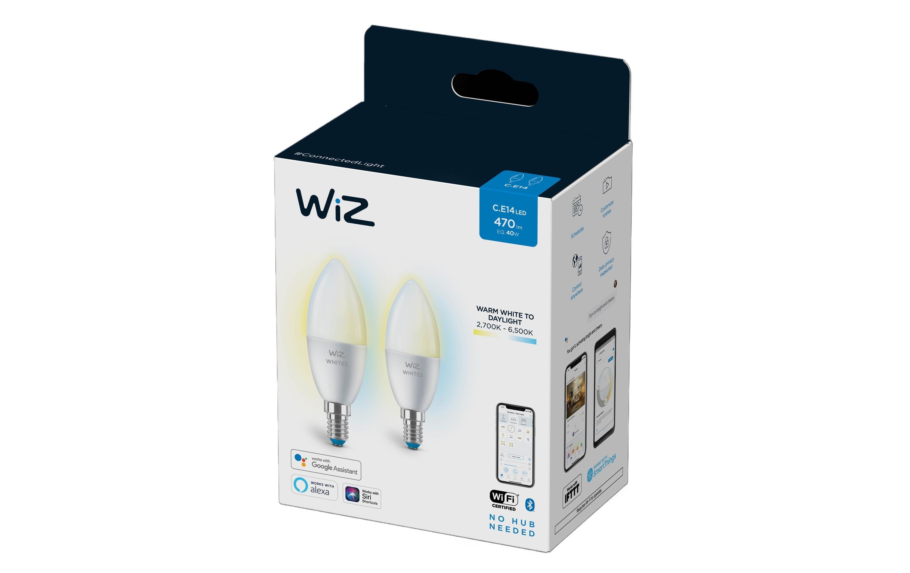 WiZ Leuchtmitte  Tunable White C37 40W, E14, Doppelpack
