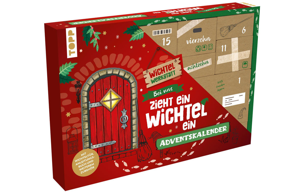 Adventskalender Wichtel Mit Wichteltür, Anleitungbuch & Bastelmat.