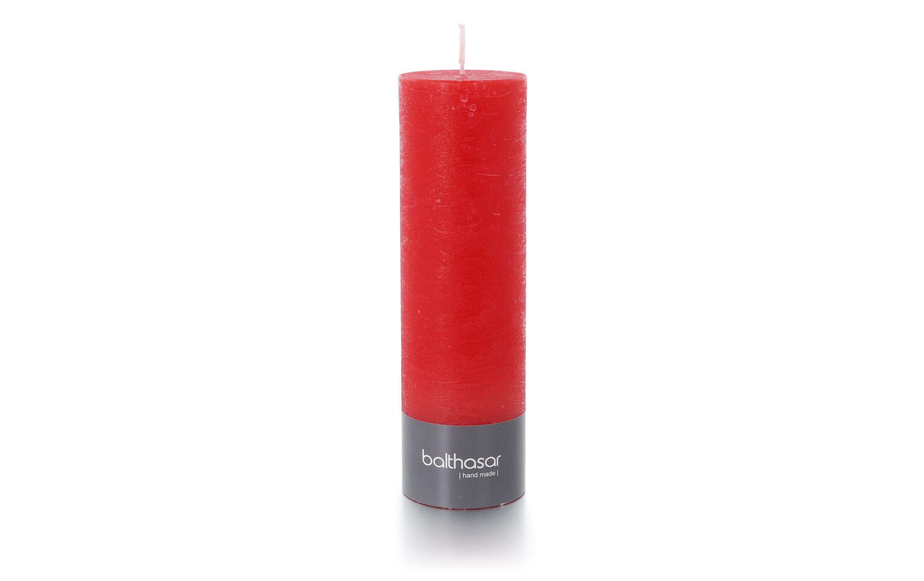 balthasar Zylinderkerze Rustico, Rot 6x20 cm (DXH), Brenndauer 75h