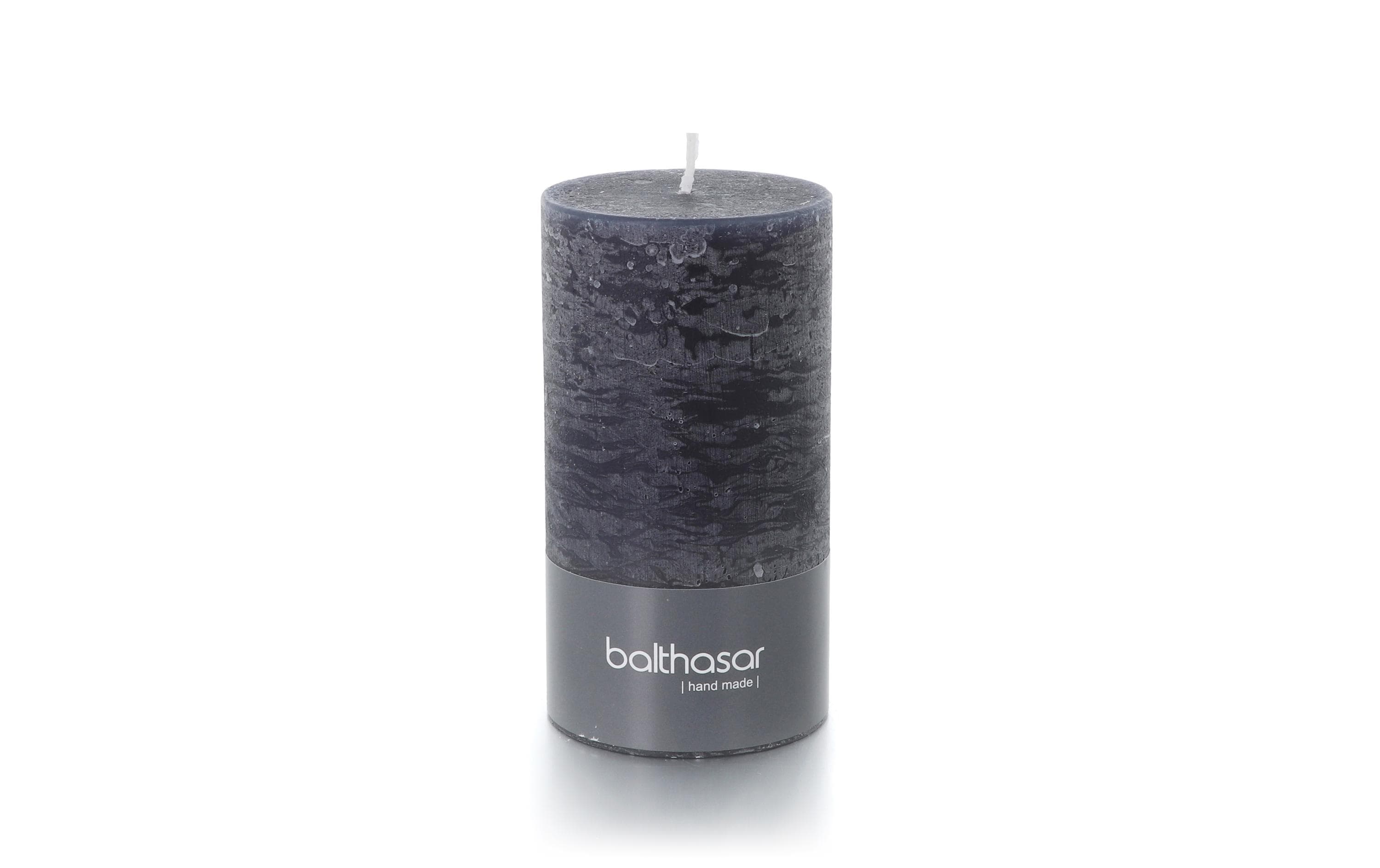 balthasar Zylinderkerze Rustico, Grau 7x13 cm (DxH), Brenndauer 60h