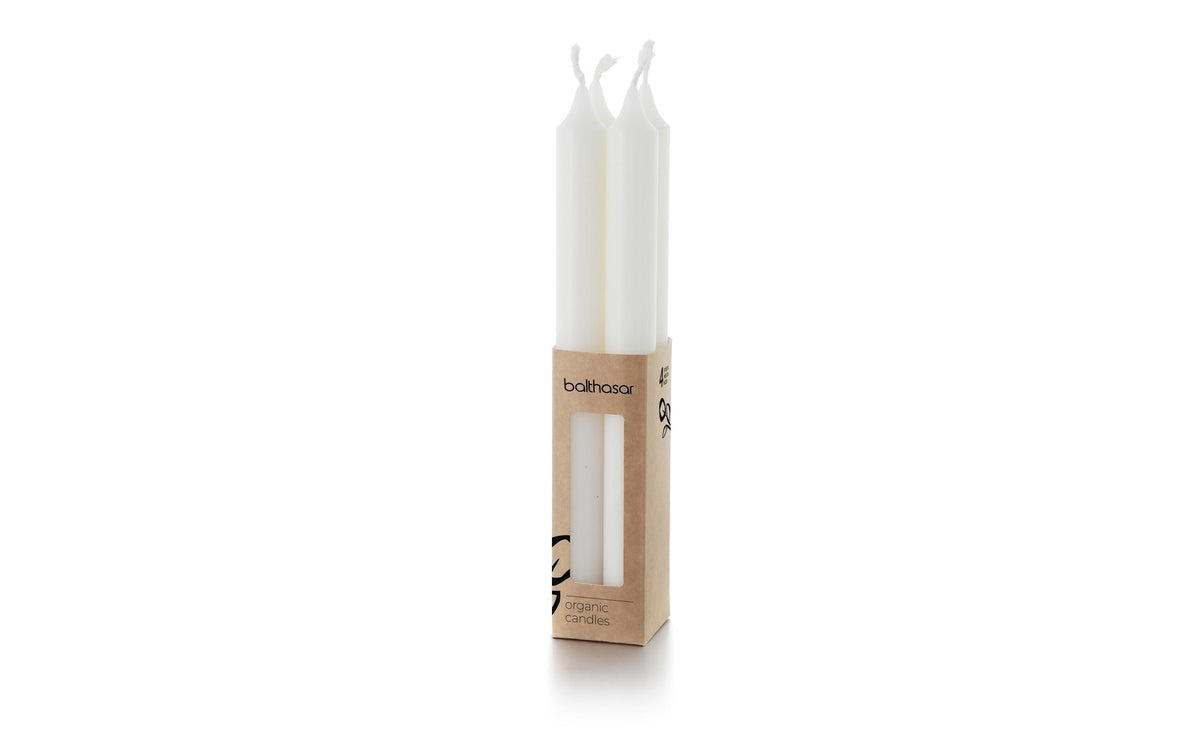 balthasar Stabkerzen Organic, 4er Set,Weiss 2.2x24 cm (DxH)