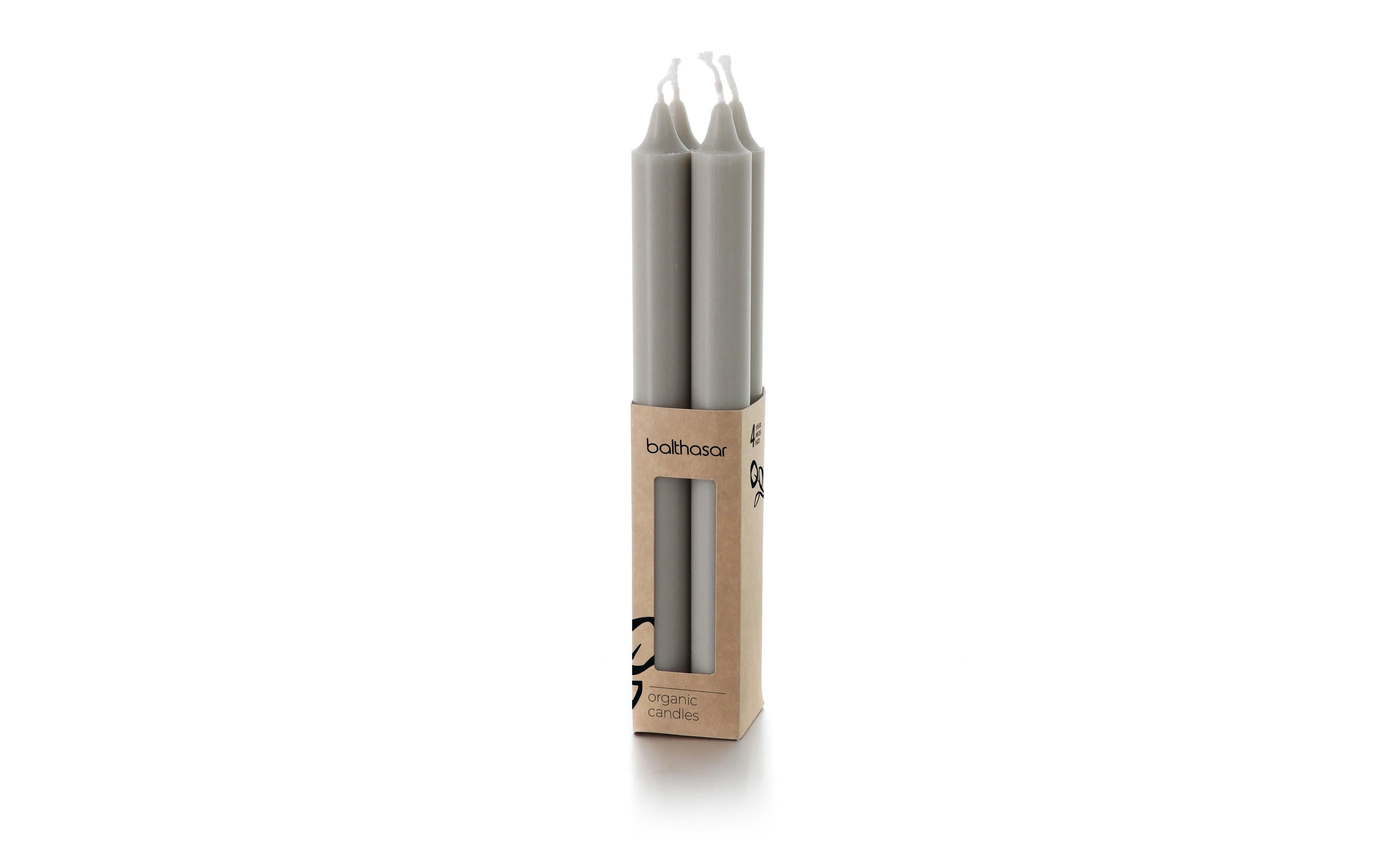 balthasar Stabkerzen Organic, 4er Set,Grau 2.2x24 cm (DxH)