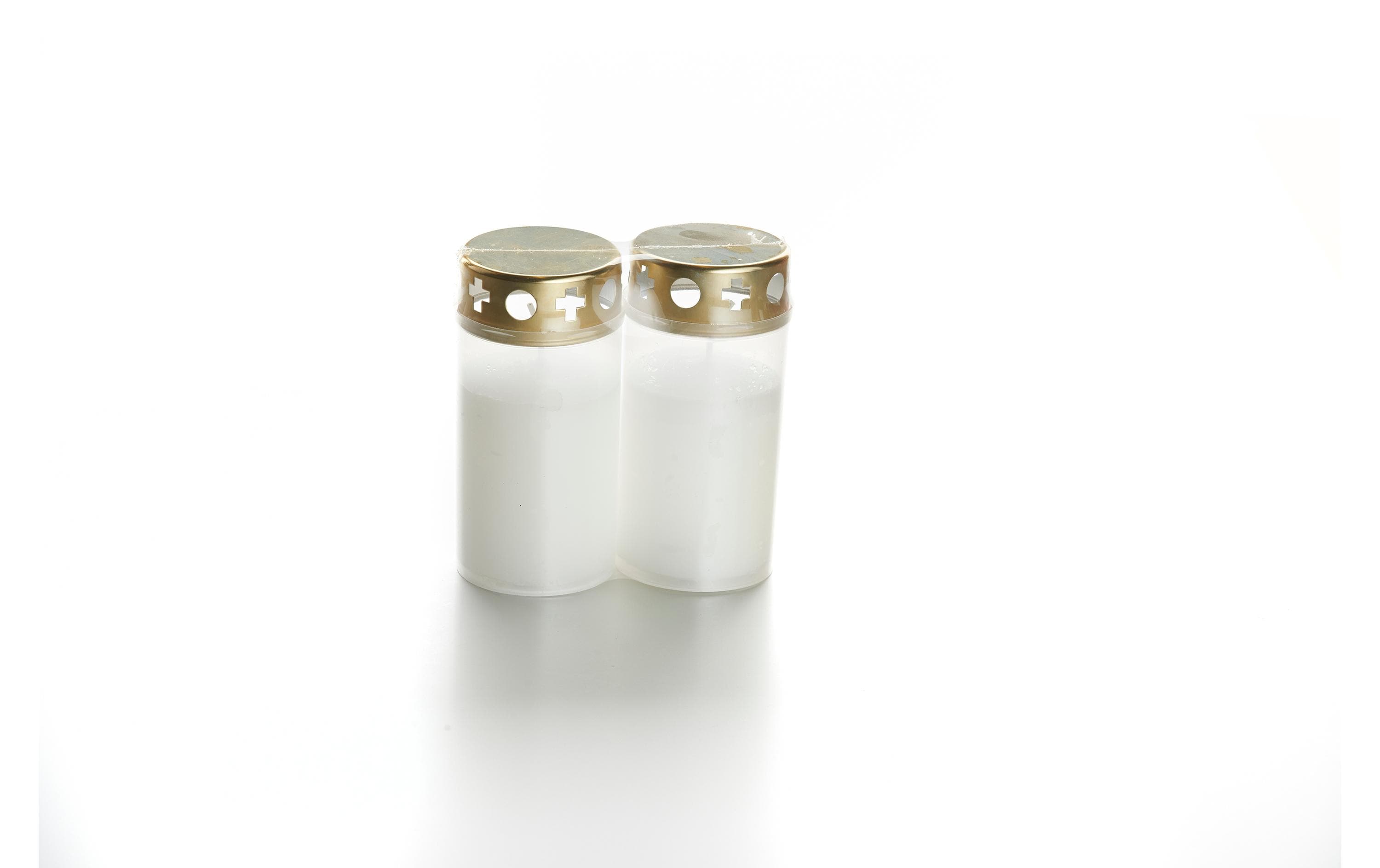 balthasar Grabkerze mit Deckel, 2er Set Weiss, 6x12 cm (DxH)