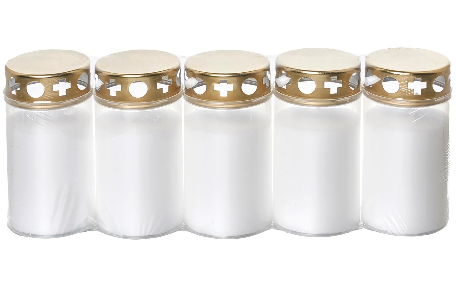 balthasar Grabkerze mit Deckel, 5er Set Weiss, 6x12 cm (DxH)