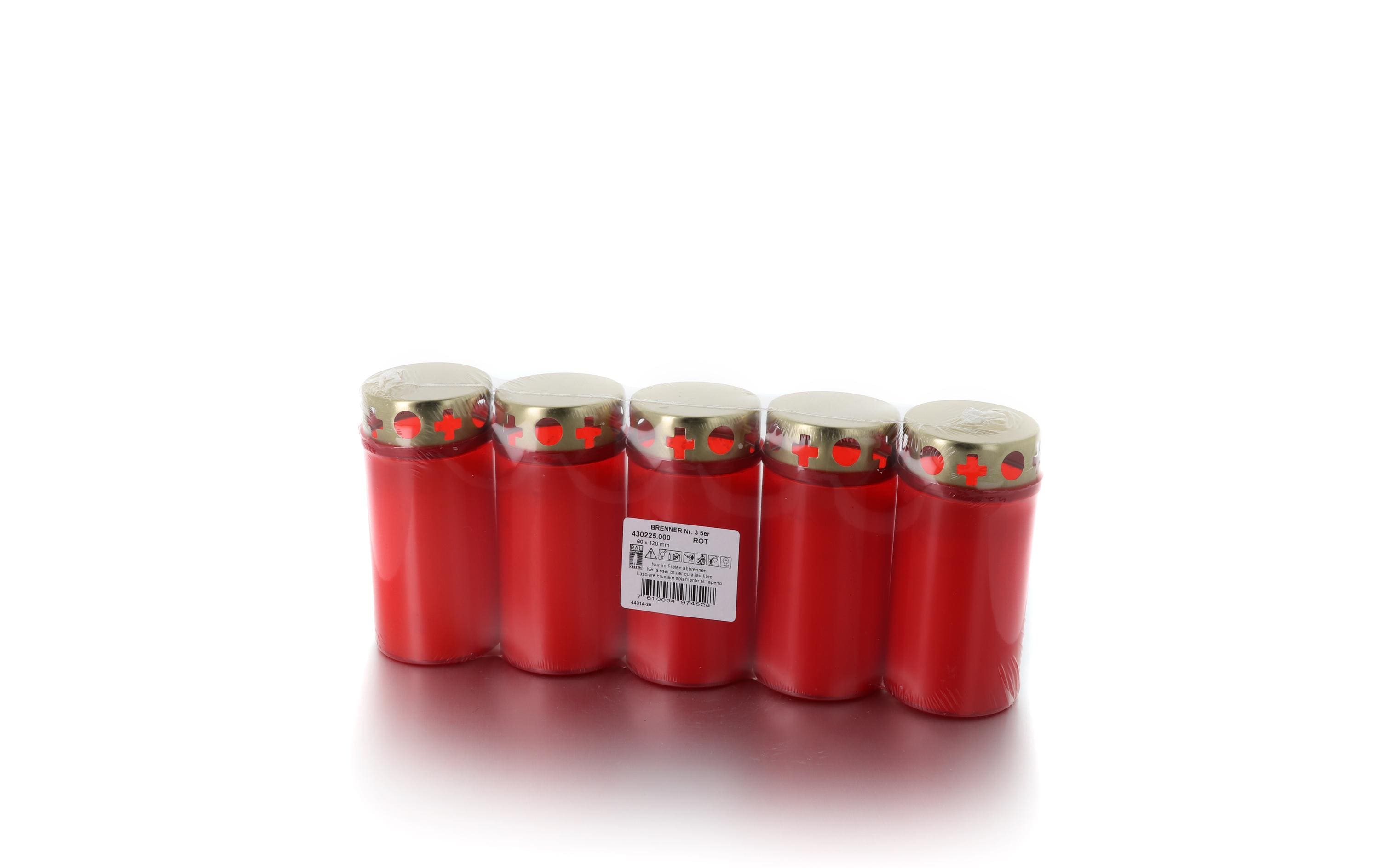 balthasar Grabkerze mit Deckel, 5er Set Rot, 6x12 cm (DxH)