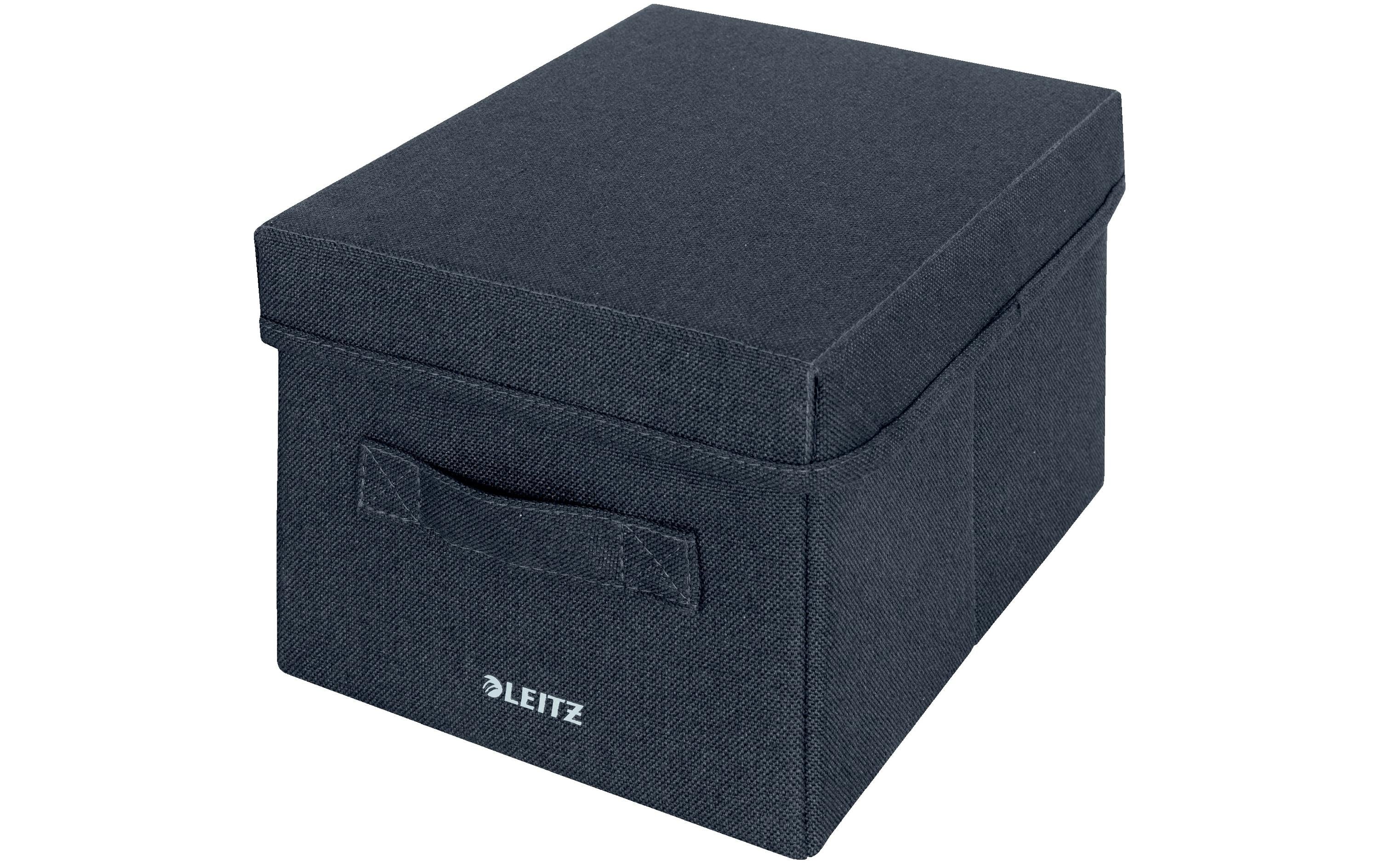 Leitz Fabric Aufbewahrungsbox mit Deckel Samtgrau, 2er Pack, faltbar, klein