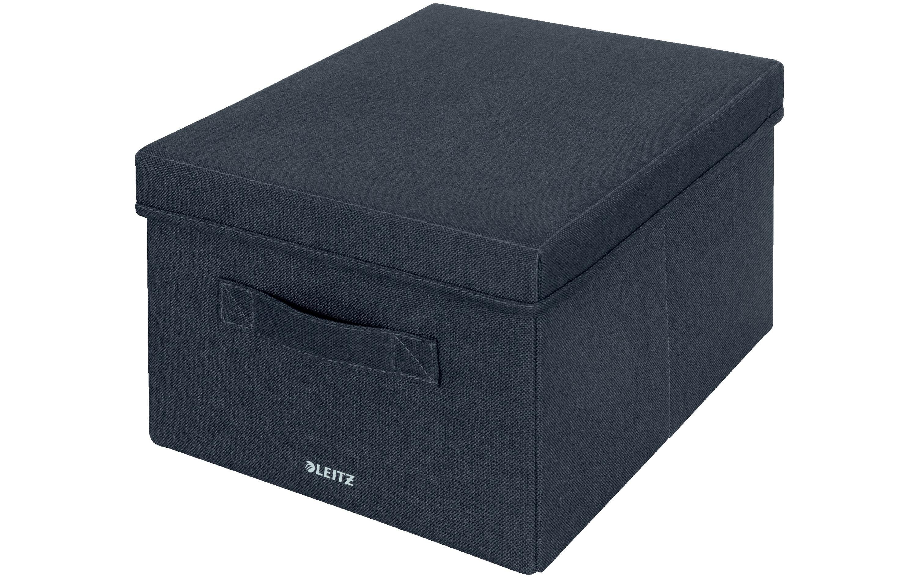 Leitz Fabric Aufbewahrungsbox mit Deckel Samtgrau, 2er Pack, faltbar, mittel
