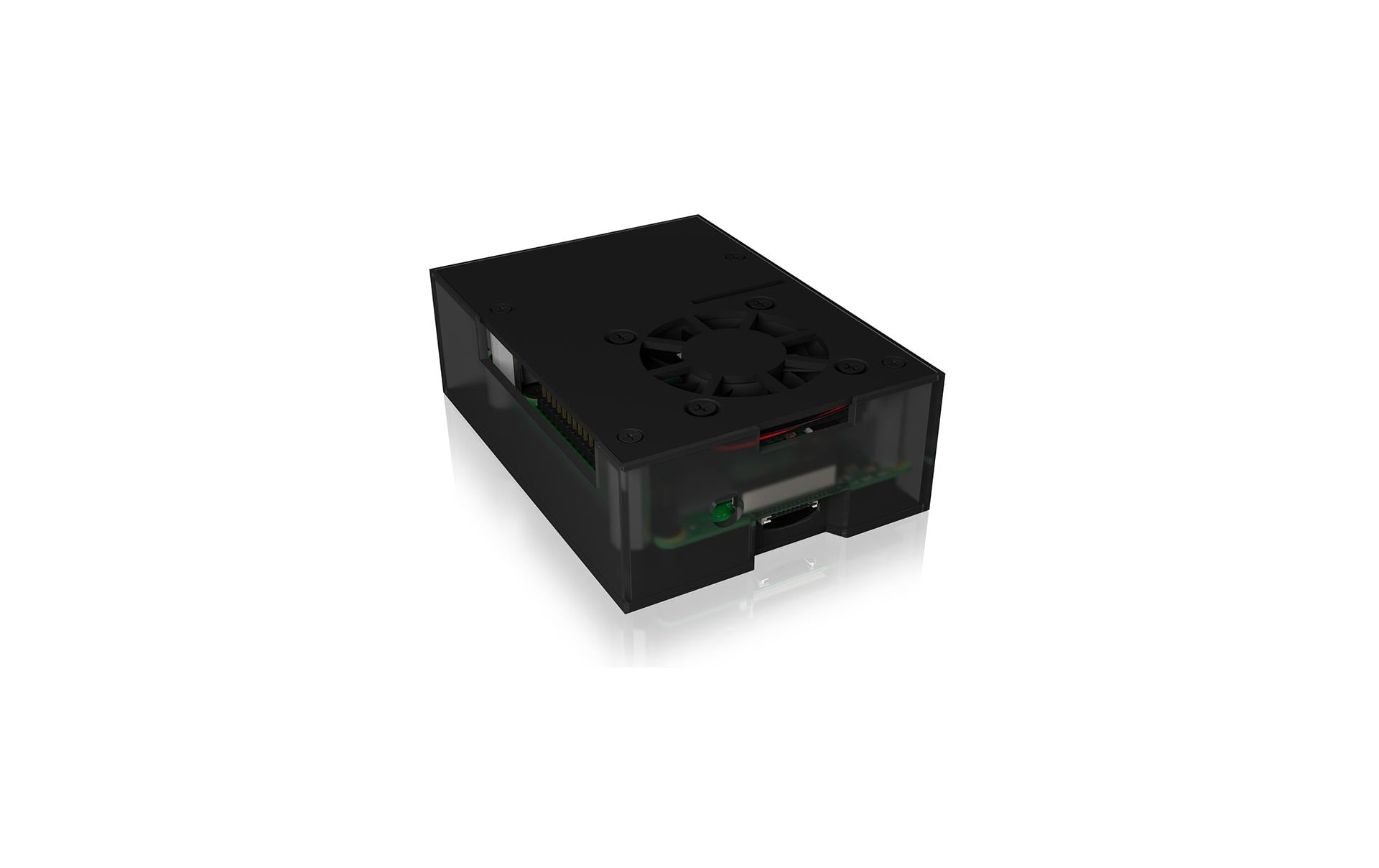 ICY-BOX Alu Gehäuse Raspberry Pi 4 Aluminiumdeckel/-boden, Acrylrahmen