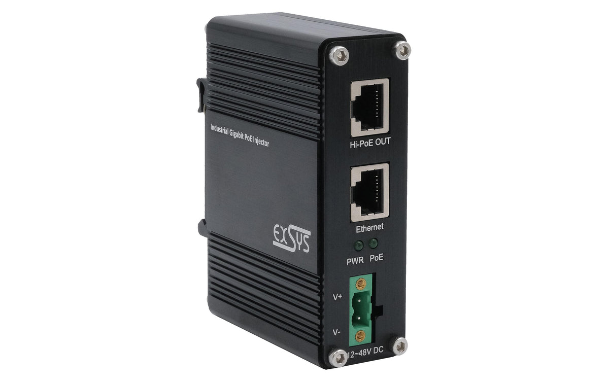 EXSYS EX-60310, PoE+ Gigabit Injektor 60W -40°C bis +80°C
