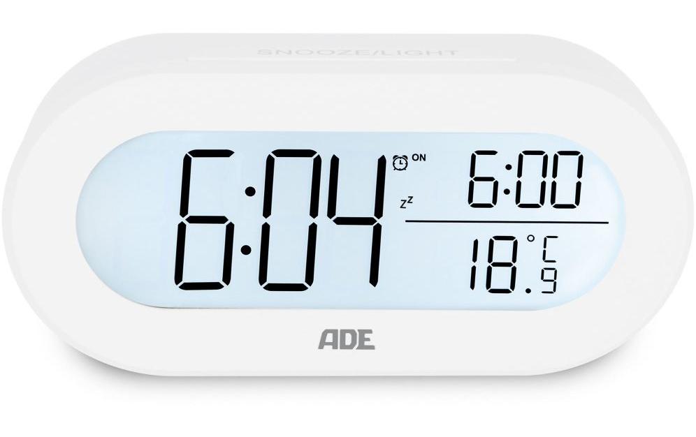 ADE digitaler Wecker , Weiss 11x3.7 cm, Schlummerfunktion, Kunststoff