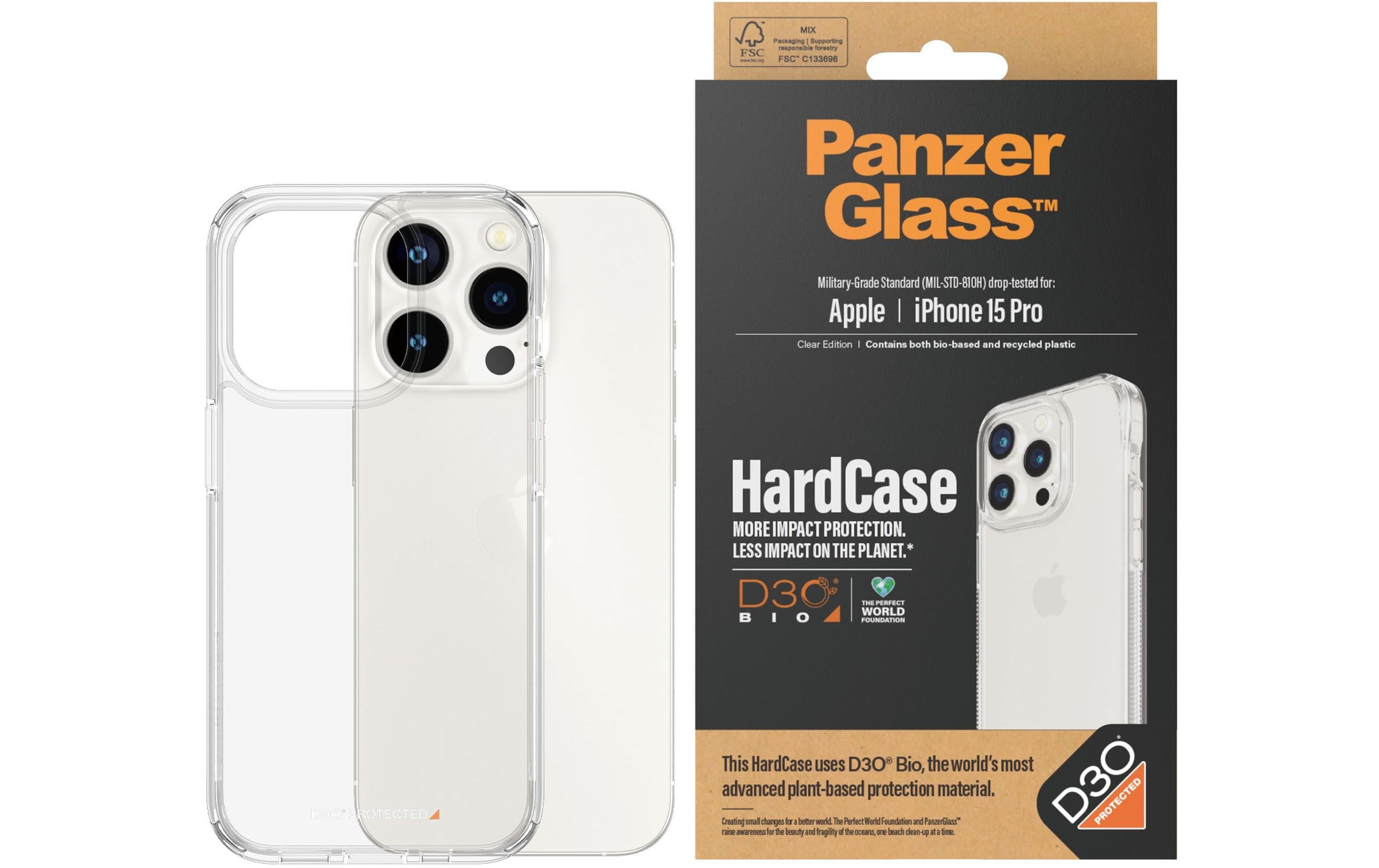 PanzerGlass HardCase with D30 iPhone 15 Pro, Transparent
