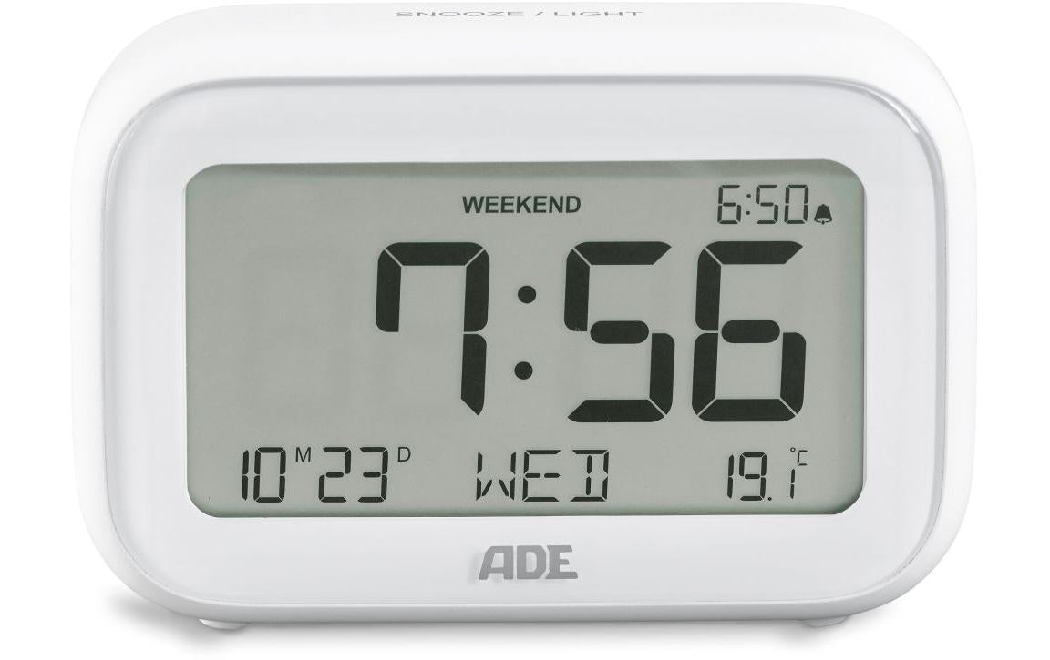 ADE digitaler Wecker, Temperaturanzeige Weiss, 10.8x3.8x7.1 cm, Datum