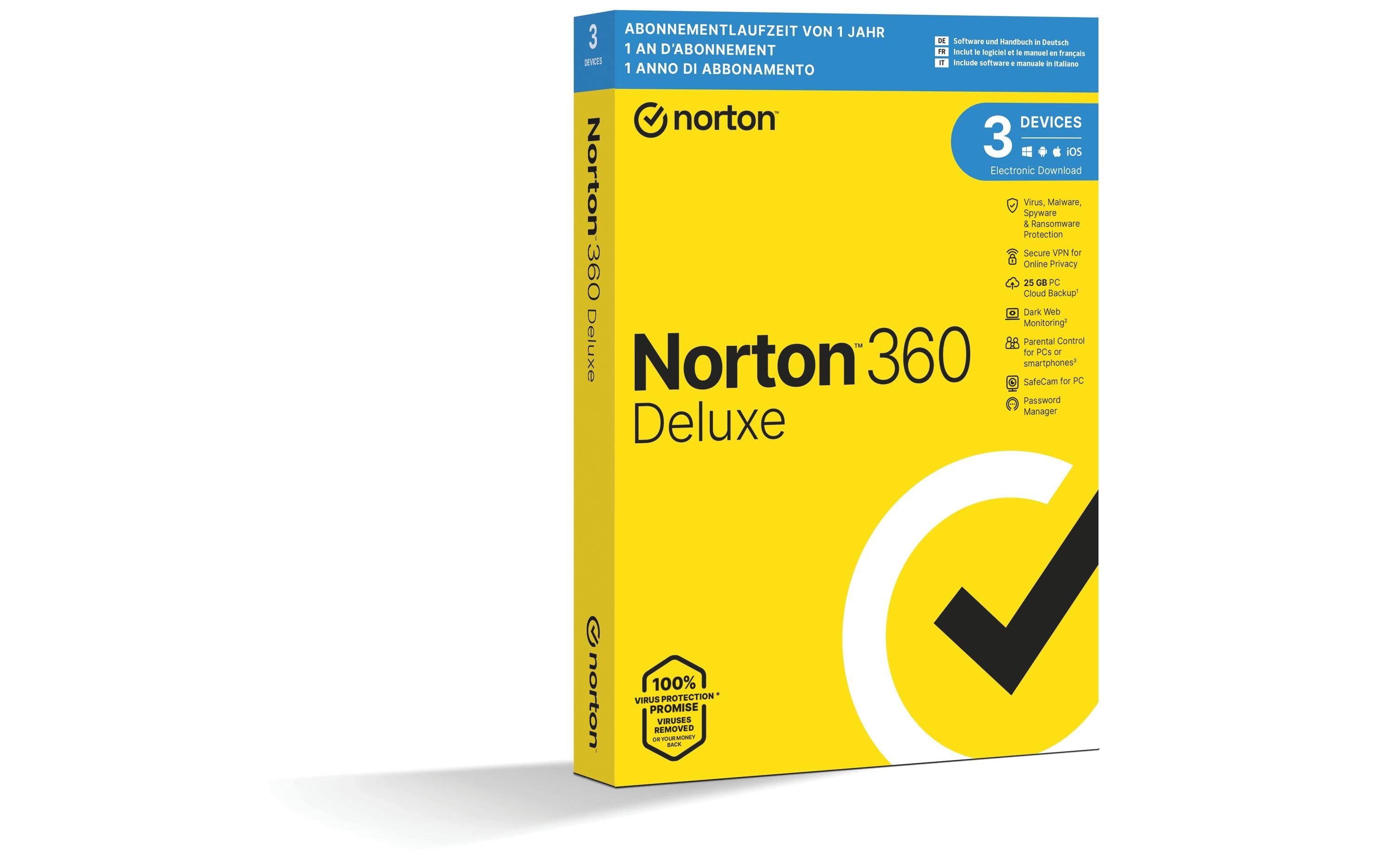 Norton 360 Deluxe Non-subscription Box, Vollversion, 3 PC, 1J, ML
