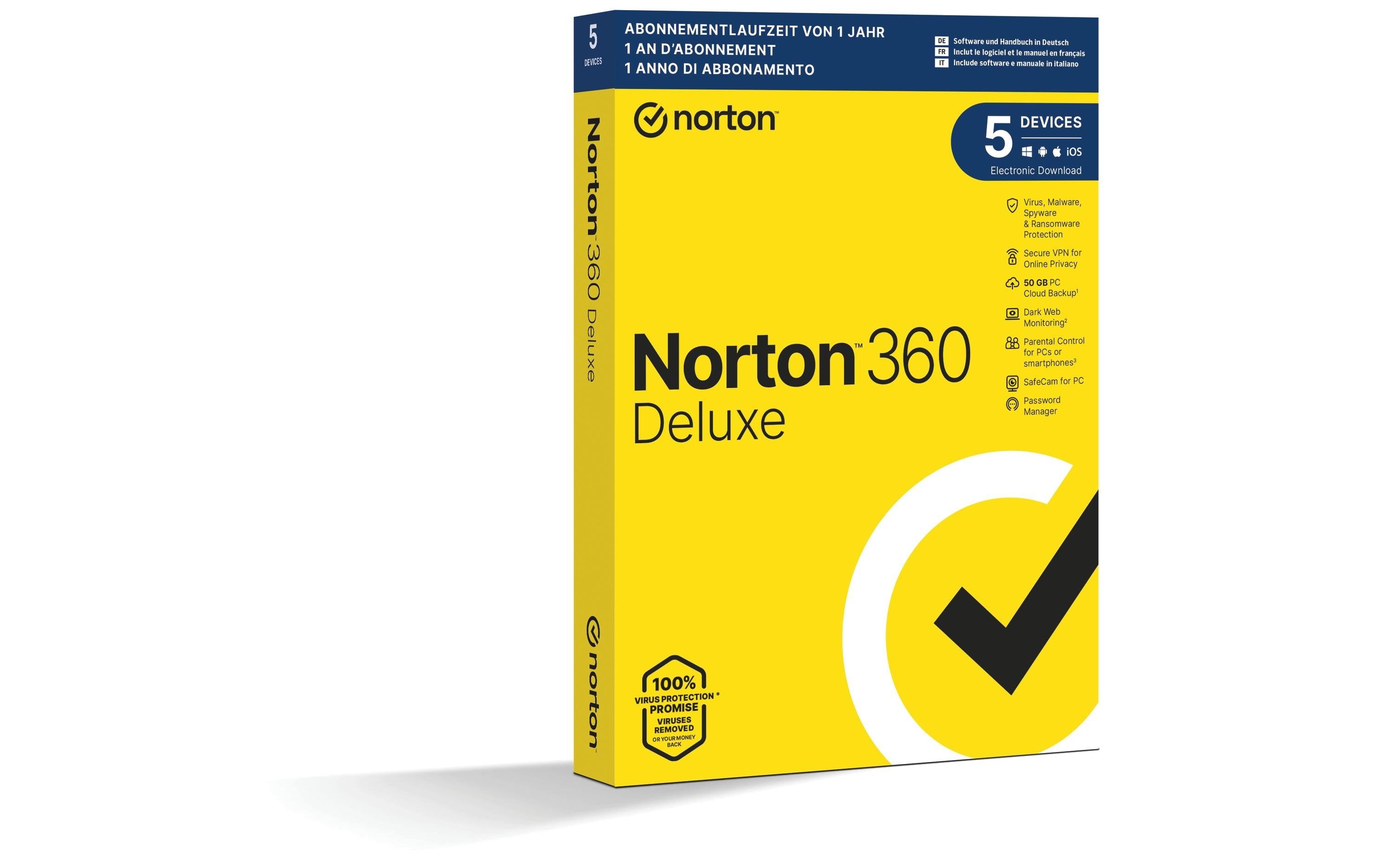 Norton 360 Deluxe Non-Subscription Box, Vollversion, 5 PC, 1J, ML