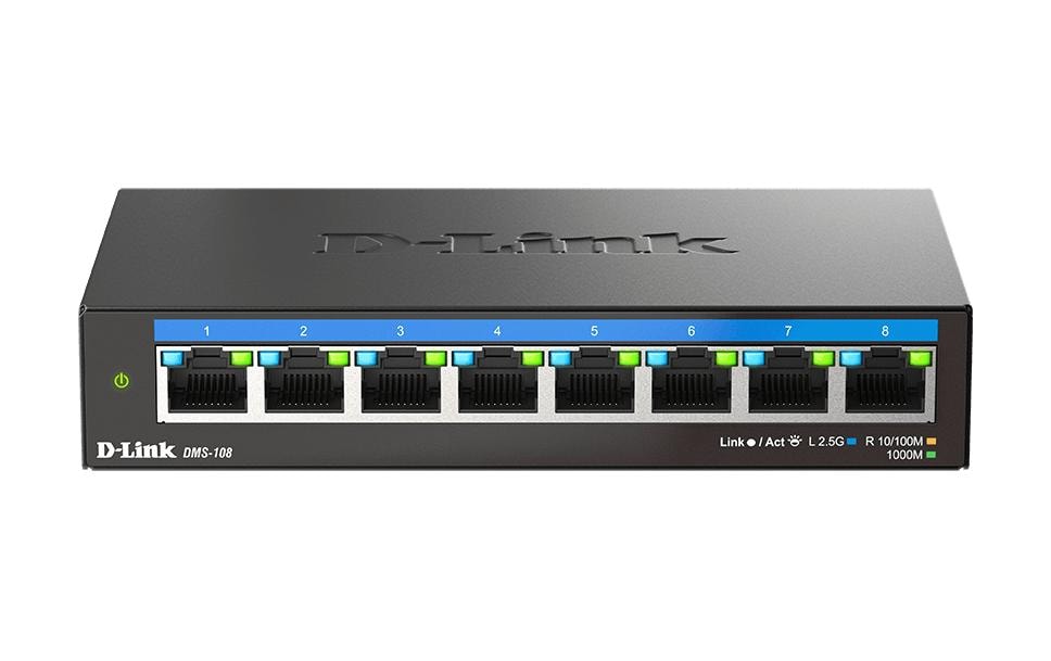 D-Link DMS-108/E: 8 Port Multi-Gbit Switch 8x 2.5Gbit (RJ45)