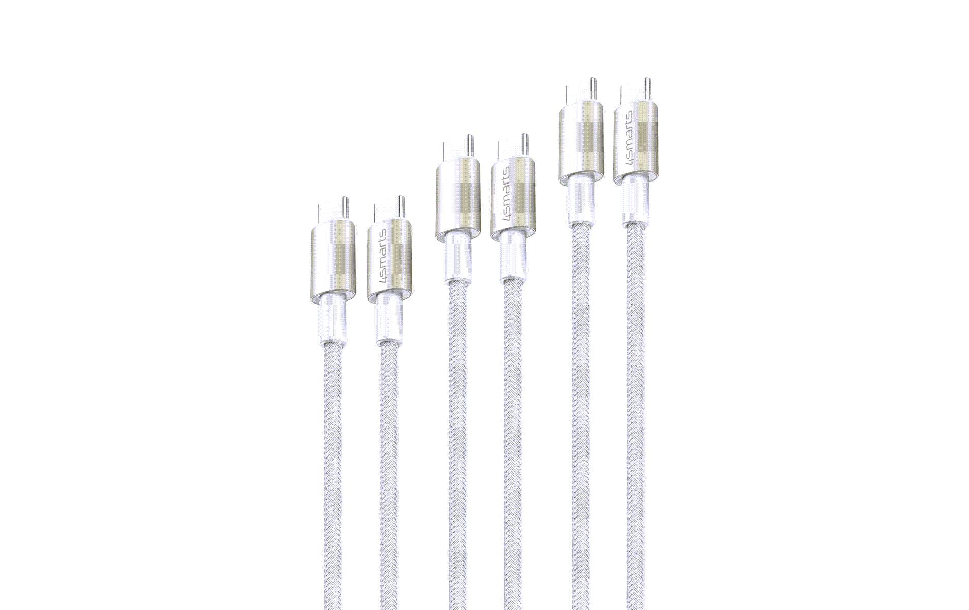 4smarts USB2.0-Kabelset C-C. 1m,1,5m, 3m 60Watt Fast Charging, Digital Adapter,Nylon