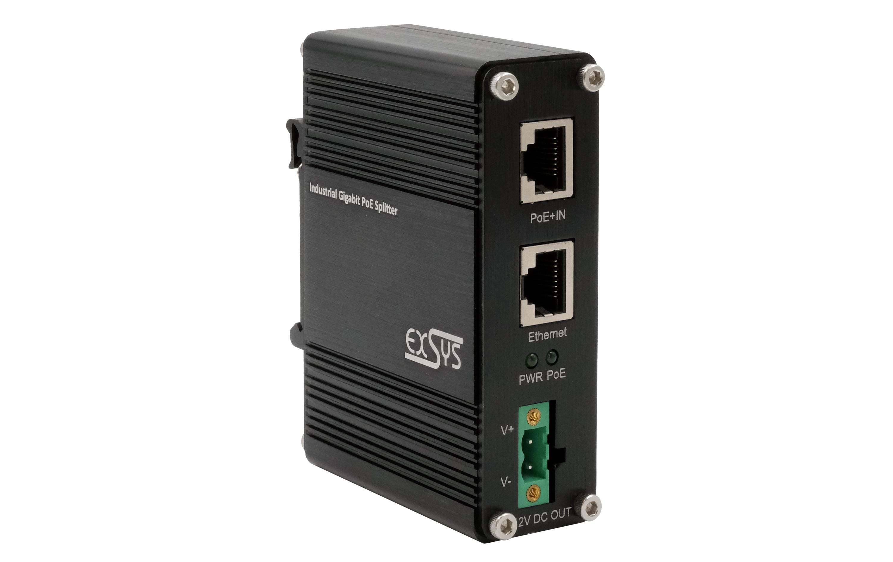 EXSYS EX-60325, PoE+ Gbit Splitter, 20W -40°C bis +80°C